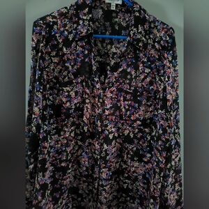 Express Floral Blouse - Navy and Multicolor